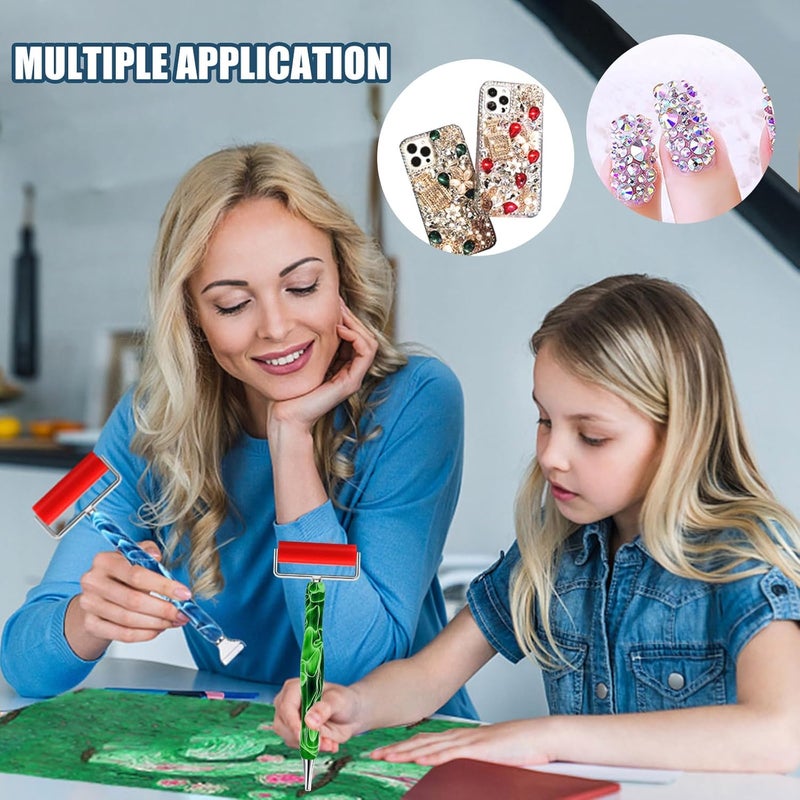 Heyseri 14PCS Diamond Painting Pen Accessories Tools Set, Exquisite Stainless Steel Metal Pen Tips,Ergonomic Diamond Art Pen and 6 Painting Glue Clay,Comfort Grip and Faster Drilling (Green Silver) - Image 5